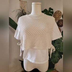 Zara Cream Knit Overlay Top
